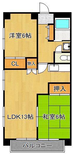 ふぁみーる志徳(2LDK/2階)の間取り写真