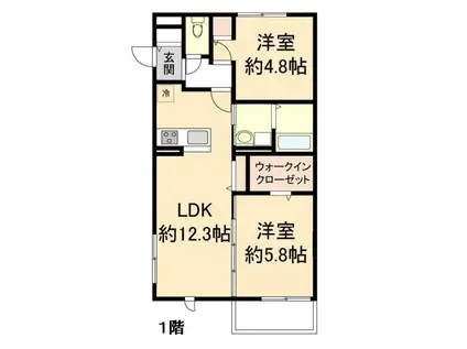 ハイム・トーリアII(2LDK/1階)の間取り写真