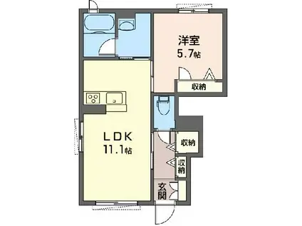 サンフォート茅ケ崎(1LDK/1階)の間取り写真