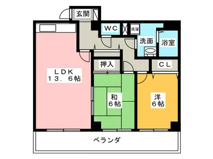 ベルメゾン瑞浪I(2LDK/1階)の間取り写真