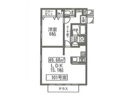 ビューパレス富士見ヶ丘(1LDK/2階)の間取り写真