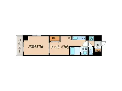 CITY連坊VII(1DK/3階)の間取り写真