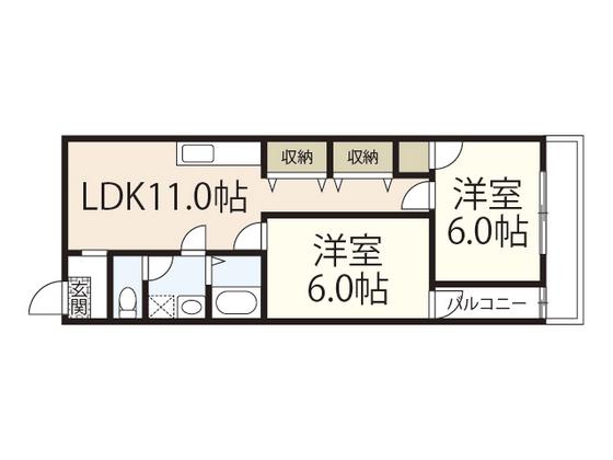 森田共同(2LDK/4階)の間取り写真
