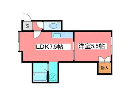 グリーンヒルハイツ(1DK/3階)の間取り写真