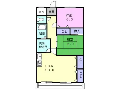 フローラ重根(2LDK/2階)の間取り写真