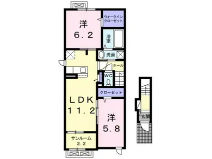 サン アヴェニュー III(2LDK/2階)の間取り写真
