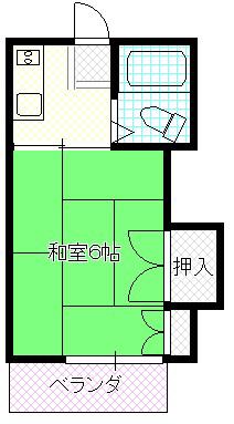 カーサ東松山A(1K/1階)の間取り写真