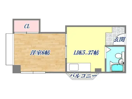 グランディア六甲道駅前(1DK/4階)の間取り写真