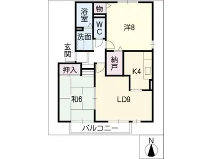 VILLA YOSEMITE(2LDK/1階)の間取り写真