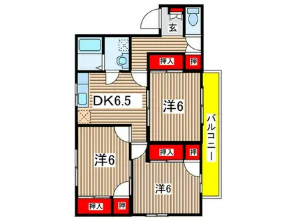 コーポ関本B(3DK/2階)の間取り写真