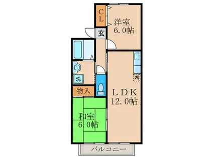 ヴァンベールヤマダ(2LDK/1階)の間取り写真