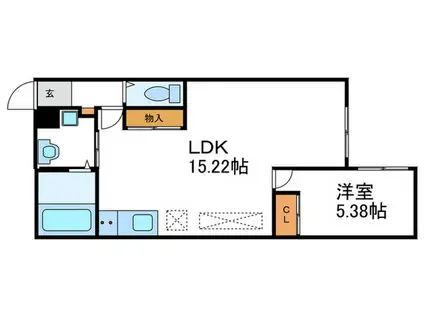 カルハート太秦天神川(1LDK/1階)の間取り写真