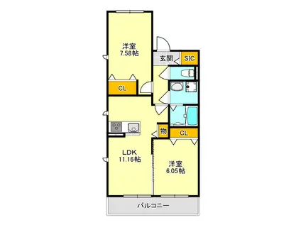 サニーコンフォート(2LDK/3階)の間取り写真
