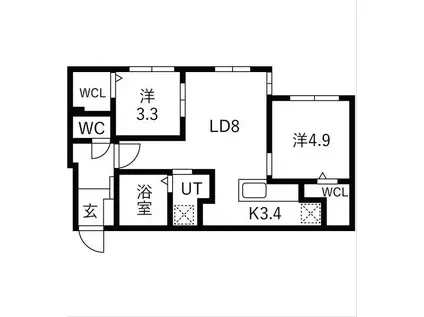 ラグランジュ円山(2LDK/4階)の間取り写真