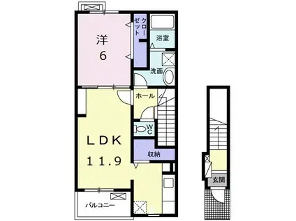 ラコルタ(1LDK/2階)の間取り写真