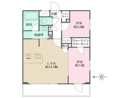 ラペルラ自由が丘2(2LDK/3階)の間取り写真