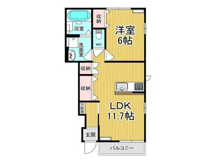 ウィンディタウン貝島II(1LDK/1階)の間取り写真