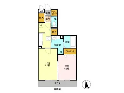 グレースVIII(1LDK/1階)の間取り写真