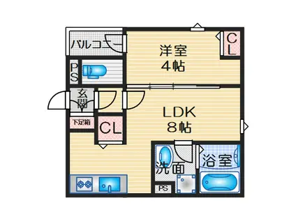 HGS服部天神(1LDK/2階)の間取り写真