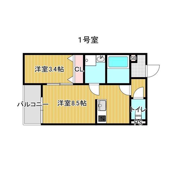 KATZE志賀本通(1LDK/1階)の間取り写真