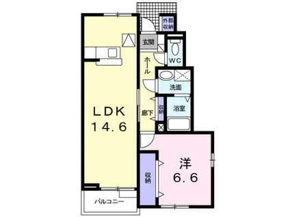コンフォートみやび台II(1LDK/1階)の間取り写真