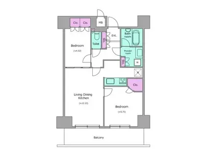 レジディア杉並方南町(2LDK/7階)の間取り写真