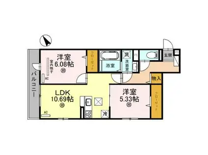 D-ROOM国芳(2LDK/2階)の間取り写真