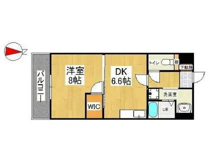 ウイングス片野II(1DK/14階)の間取り写真