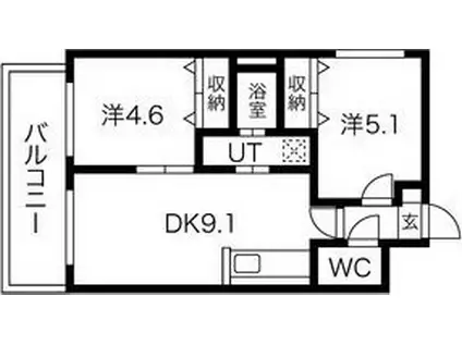プロヴィデンス北円山(2LDK/3階)の間取り写真