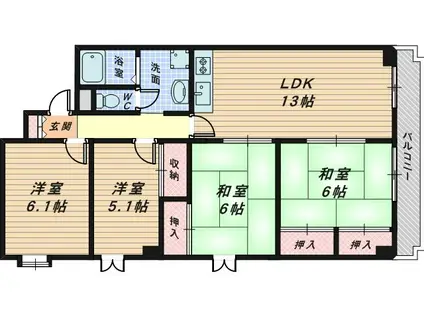 ライブリー高石(4LDK/5階)の間取り写真