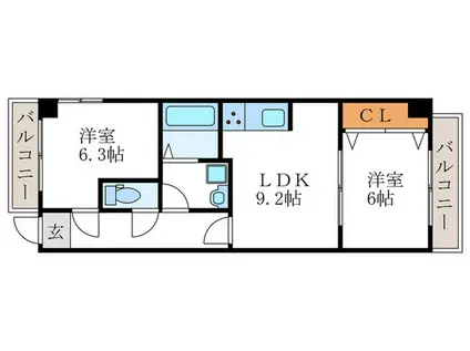 第10長栄アビタシオン清水(2LDK/1階)の間取り写真
