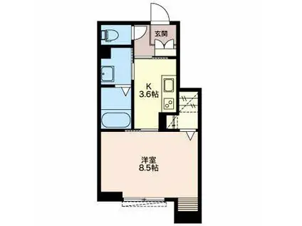 グランポルト津新町(1K/1階)の間取り写真