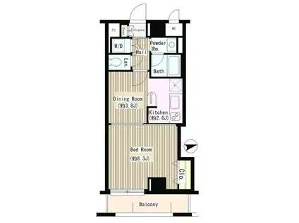 アミカル・エフ(1DK/3階)の間取り写真