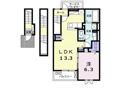 ノースエデン(1LDK/3階)の間取り写真