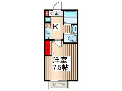 カルベローナ(1K/2階)の間取り写真