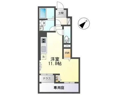 ココティエ(ワンルーム/1階)の間取り写真