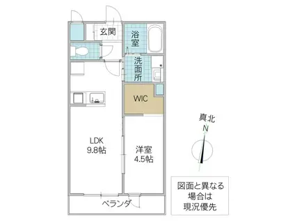 INFIELD D (1LDK/2階)の間取り写真