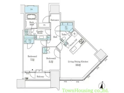 パークコート渋谷 ザ タワー(2LDK/16階)の間取り写真