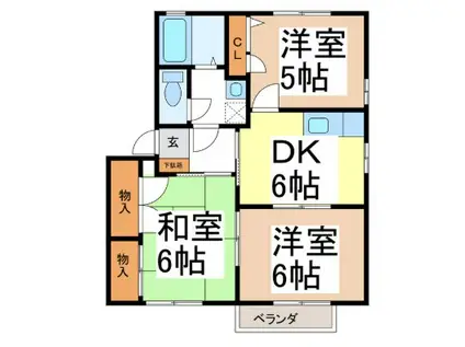 アべニューミキC棟(3DK/2階)の間取り写真