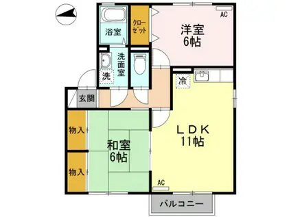 セジュール雅21 B棟(2LDK/2階)の間取り写真