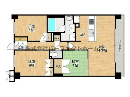 ファインシティ枚方(3LDK/5階)の間取り写真