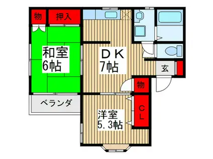 ふぉれすとわか葉(2DK/2階)の間取り写真