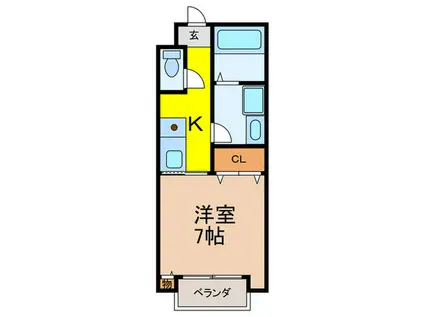 ル・シエール小林(1K/2階)の間取り写真