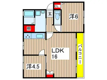幸町レジデンス(2LDK/1階)の間取り写真