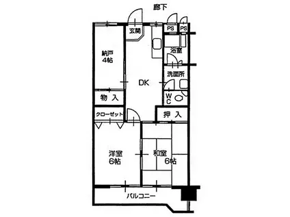 ＪＲ中央本線 鶴舞駅 徒歩5分 13階建 築51年(2SDK/5階)の間取り写真