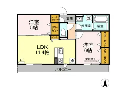 フルス吉備津(2LDK/2階)の間取り写真