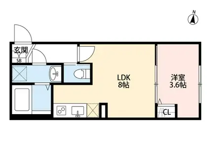FINECOUT与野(1LDK/3階)の間取り写真