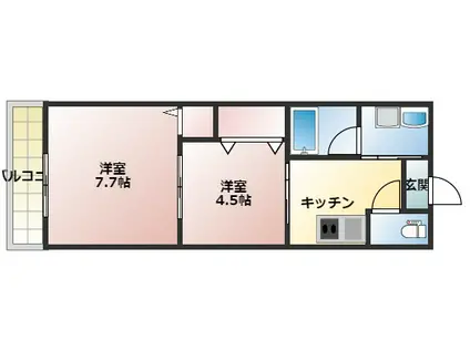 グランヴィスタ安倉(2K/4階)の間取り写真