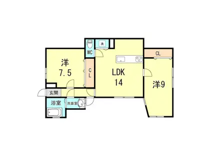 山陽電鉄本線 須磨寺駅 徒歩6分 2階建 築73年(2LDK/1階)の間取り写真