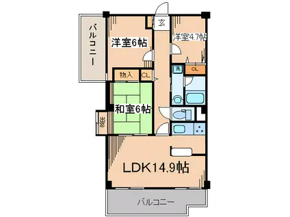 バードタウン2番館(3LDK/4階)の間取り写真